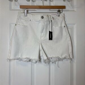 NWT Express Midi High Rise White Cutoff Shorts Size 6
